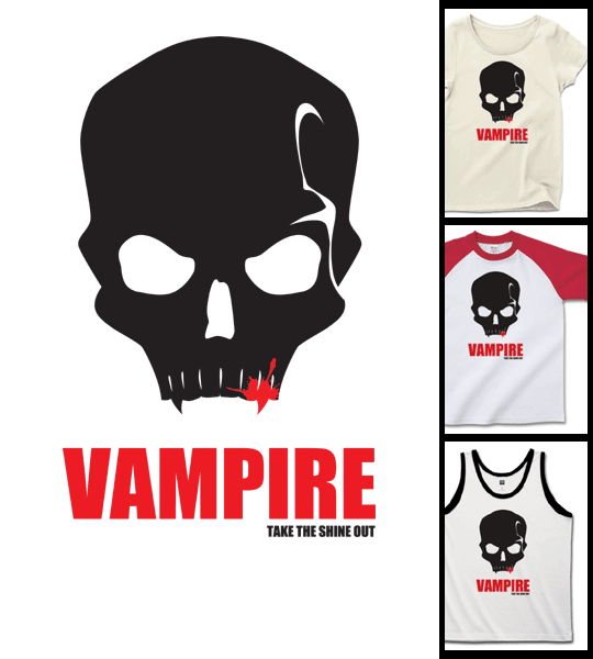 髑髏ヴァンパイアTシャツ レッド