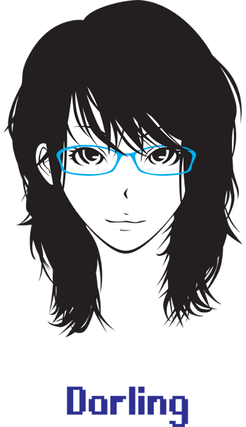 メガネ女性パーマヘアー