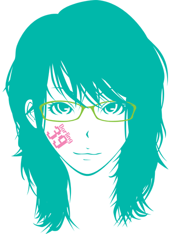 みどり色 眼鏡のかわいい女の子