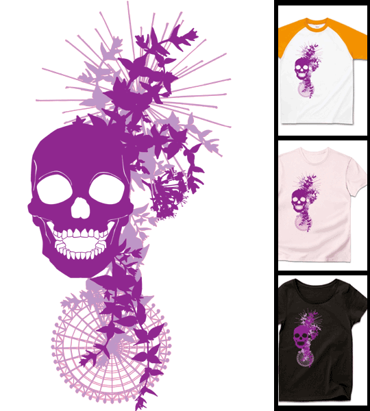 骸骨グラフィックTシャツ 通販用画像