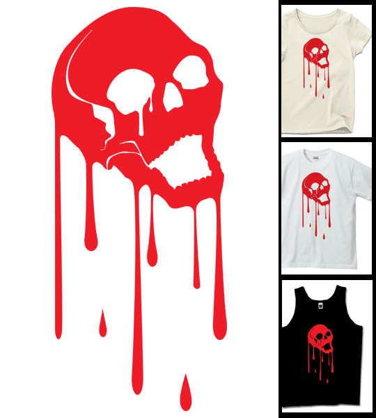 ガイコツTシャツデザイン レッド