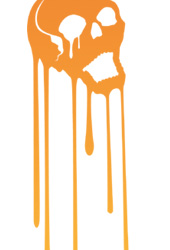 髑髏デザインTシャツ「MELTING SKULL」グラデーションオレンジ