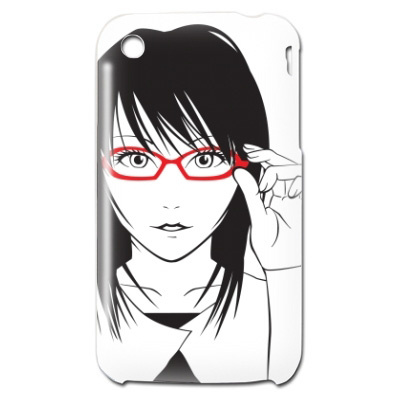 iPhone3GS用カバー 眼鏡女の子イラスト