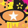 ポップデザインTシャツ「lucky」orange