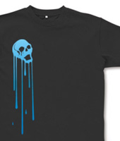 ユニークスカルTシャツ「MELTING SKULL」グラデブルー