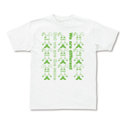 メッセージTシャツ「Different or Same」黄緑